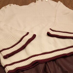 Loft Size XXL Cream with Burgundy Sweater (NWOT)